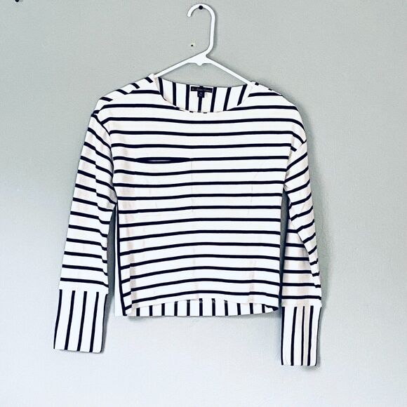 Brooks Brothers Top Size XS Navy Blue White Nautical Stripes Classic Prep Preppy - Picture 1 of 5